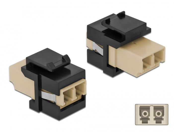 Delock Keystone Modul LC Duplex Buchse zu LC Duplex Buchse beige / schwarz