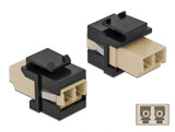 Delock Keystone Modul LC Duplex Buchse zu LC Duplex Buchse beige / schwarz