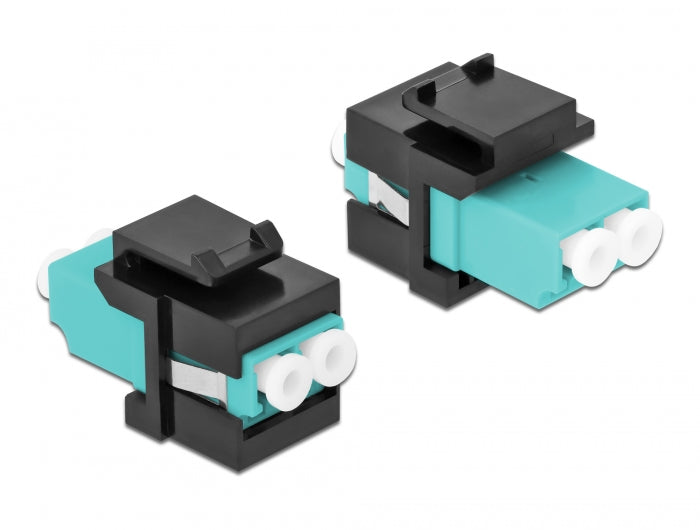 Delock Keystone Modul LC Duplex Buchse zu LC Duplex Buchse aqua / schwarz