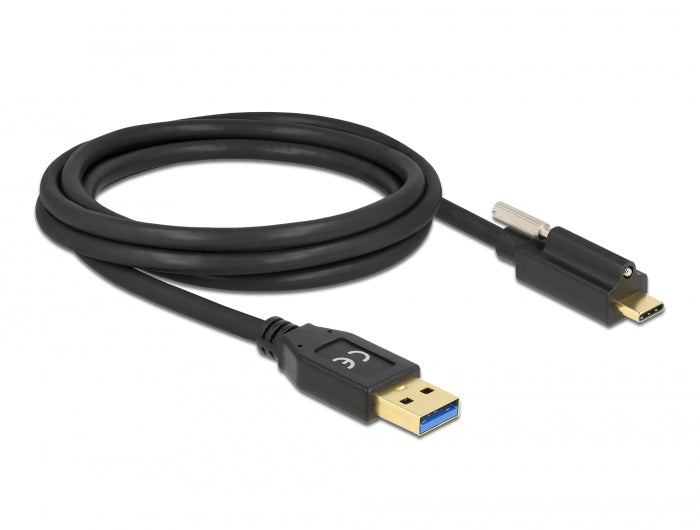 Delock USB 10 Gbps Kabel Typ-A Stecker zu USB Type-C™ Stecker mit Schraube oben 2 m