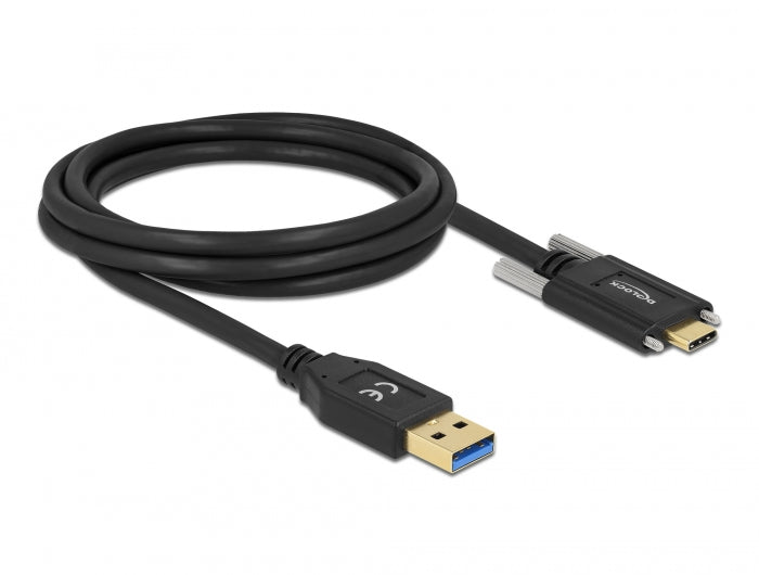 Delock USB 10 Gbps Kabel Typ-A Stecker zu USB Type-C™ Stecker mit Schrauben seitlich 2 m