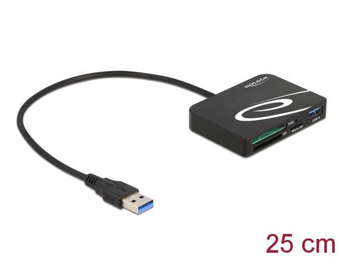Delock Card Reader für XQD / SD / Micro SD Speicherkarten + USB Typ-A Port