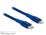 Delock Daten- und Ladekabel USB Type-C™ zu Lightning™ für iPhone™, iPad™ und iPod™ blau 2 m MFi