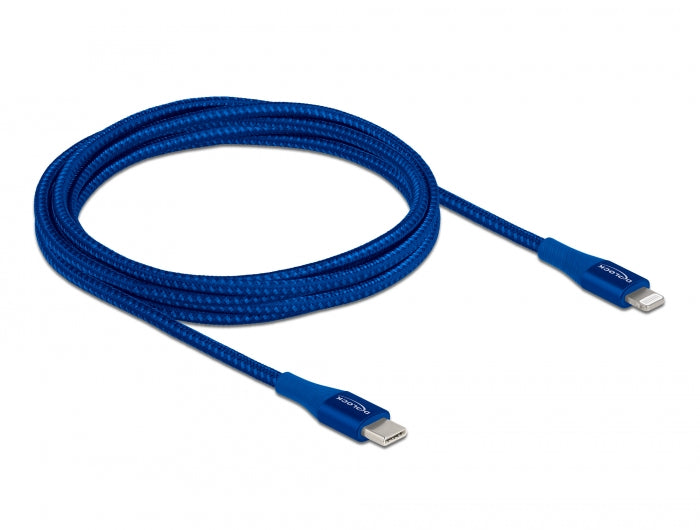 Delock Daten- und Ladekabel USB Type-C™ zu Lightning™ für iPhone™, iPad™ und iPod™ blau 2 m MFi