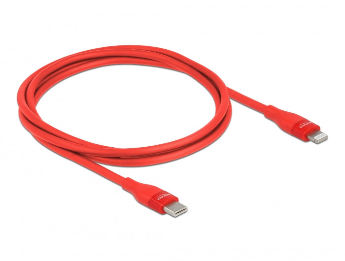Delock Daten- und Ladekabel USB Type-C™ zu Lightning™ für iPhone™, iPad™ und iPod™ rot 1 m MFi