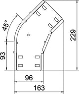 BETTERMANN Bogen_starr 45° ST horiz RB 45 310 FS 35x100mm int.Verb