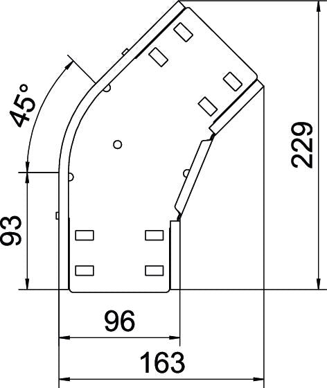 BETTERMANN Bogen_starr 45° ST horiz RB 45 310 FT 35x100mm int.Verb
