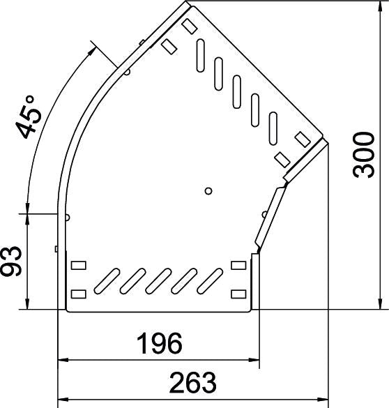 BETTERMANN Bogen_starr 45° ST horiz RB 45 320 FT 35x200mm int.Verb