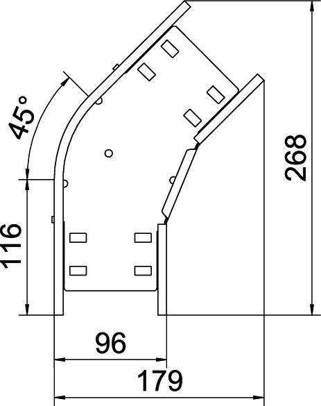BETTERMANN Bogen_starr 45° ST horiz RB 45 610 FT 60x100mm int.Verb