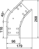 BETTERMANN Bogen_starr 45° ST horiz RB 45 610 FT 60x100mm int.Verb