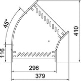 BETTERMANN Bogen_starr 45° ST horiz RB 45 630 FT 60x300mm int.Verb