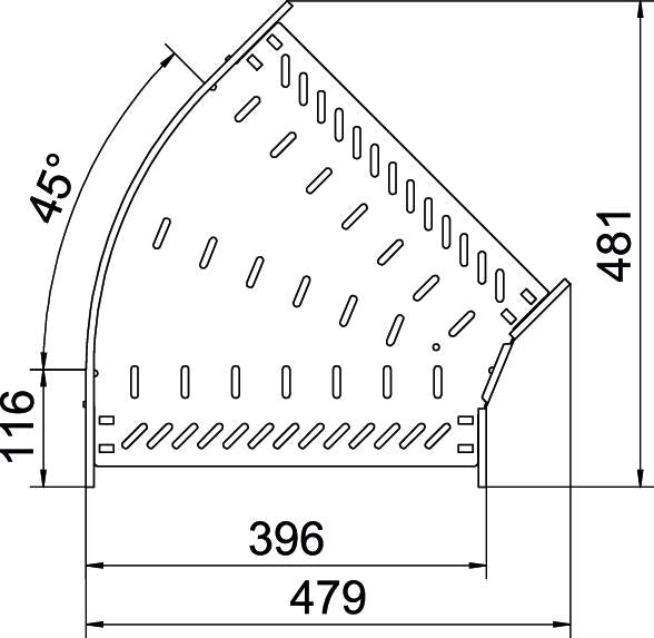 BETTERMANN Bogen_starr 45° ST horiz RB 45 640 FT 60x400mm int.Verb