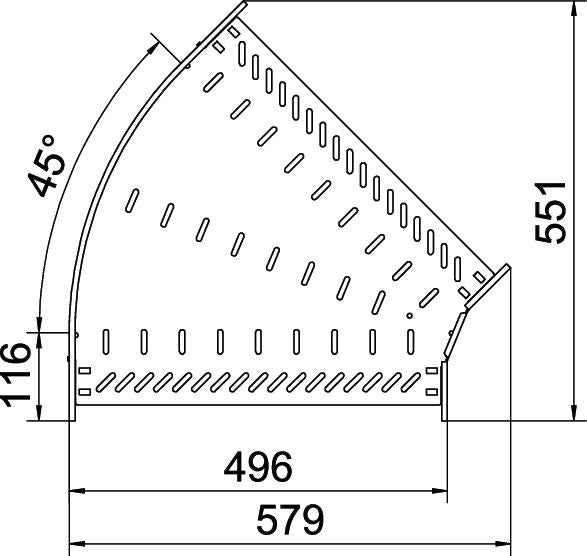 BETTERMANN Bogen_starr 45° ST horiz RB 45 650 FT 60x500mm int.Verb