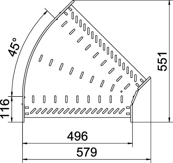 BETTERMANN Bogen_starr 45° ST horiz RB 45 850 FS 85x500mm int.Verb