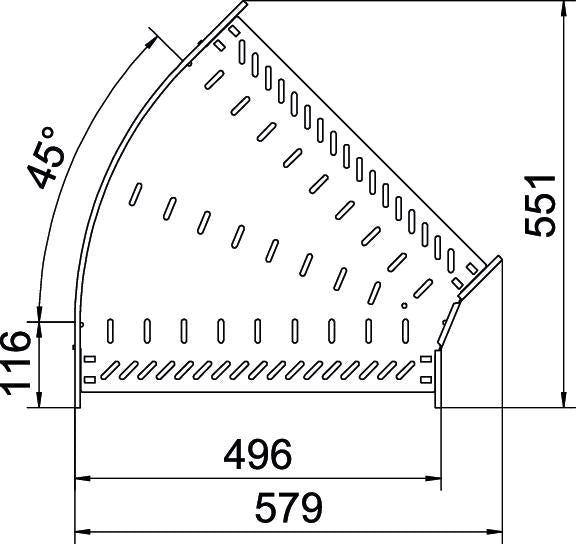 BETTERMANN Bogen_starr 45° ST horiz RB 45 850 FT 85x500mm int.Verb