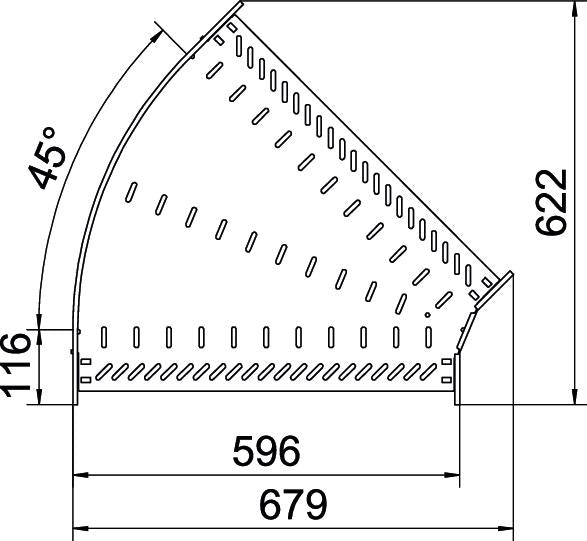 BETTERMANN Bogen_starr 45° ST horiz RB 45 860 FT 85x600mm int.Verb