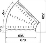 BETTERMANN Bogen_starr 45° ST horiz RB 45 860 FT 85x600mm int.Verb