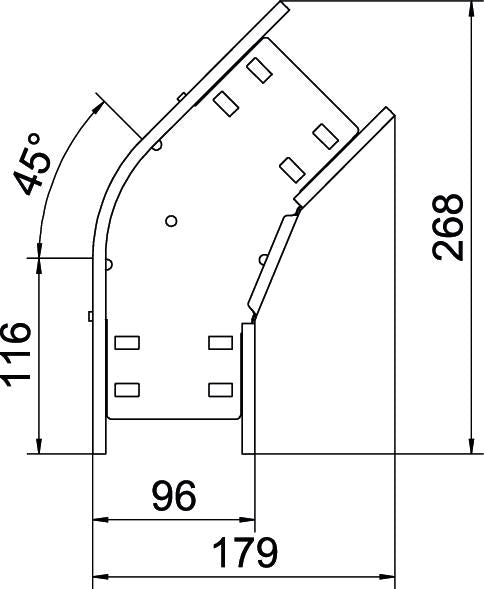 BETTERMANN Bogen_starr 45° ST horiz RB 45 110 FS 110x100mm int.Verb