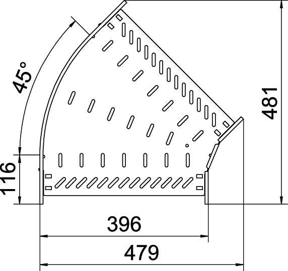 BETTERMANN Bogen_starr 45° ST horiz RB 45 140 FT 110x400mm int.Verb