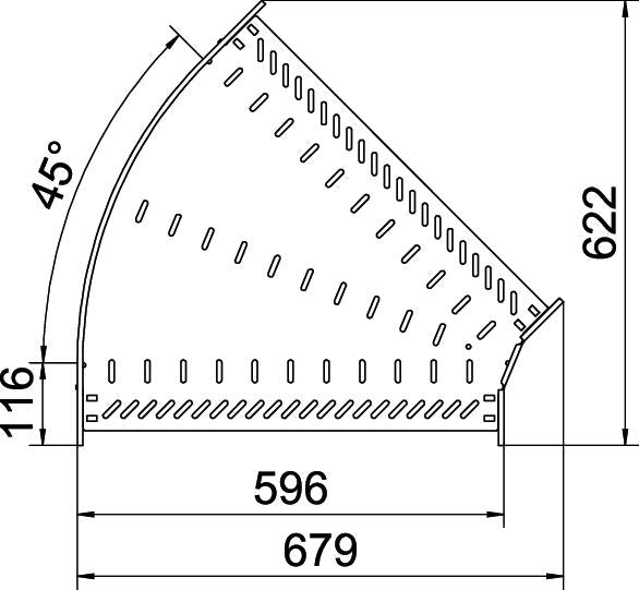 BETTERMANN Bogen_starr 45° ST horiz RB 45 160 FT 110x600mm int.Verb