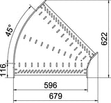 BETTERMANN Bogen_starr 45° ST horiz RB 45 160 FT 110x600mm int.Verb