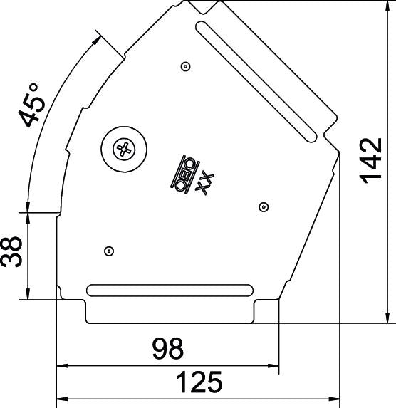 BETTERMANN Deckel Bogen vz Drehriegel RBD 45 100 FS 100x125mm Kabelrinne