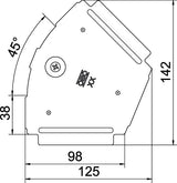 BETTERMANN Deckel Bogen vz Drehriegel RBD 45 100 FS 100x125mm Kabelrinne