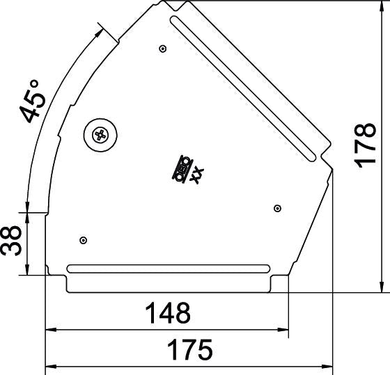BETTERMANN Deckel Bogen vz Drehriegel RBD 45 150 FS 150x175mm Kabelrinne