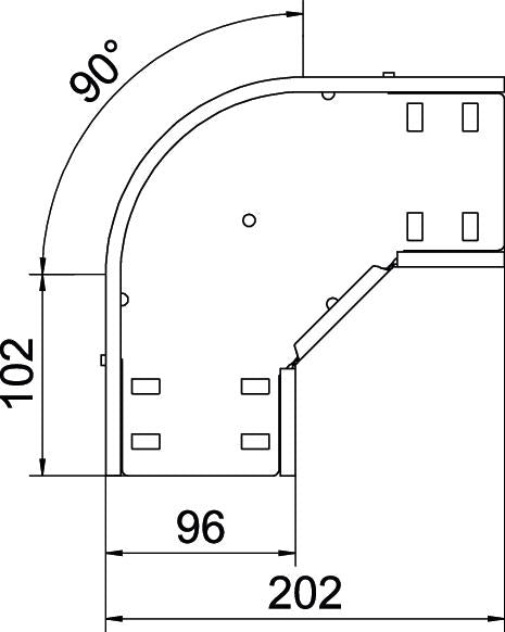 BETTERMANN Bogen_starr 90° ST horiz RB 90 310 FT 35x100mm int.Verb