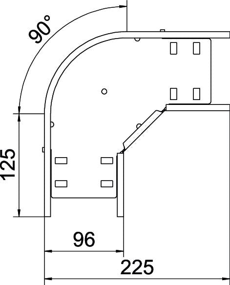 BETTERMANN Bogen_starr 90° ST horiz RB 90 610 A2 60x100mm int.Verb