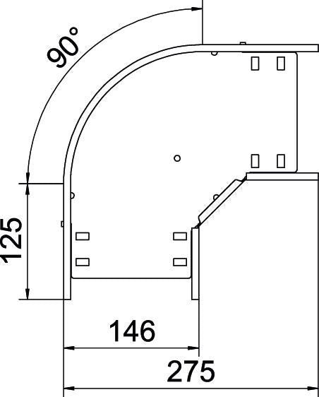 BETTERMANN Bogen_starr 90° ST horiz RB 90 615 A2 60x150mm int.Verb