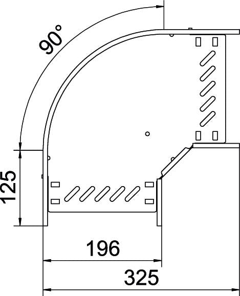 BETTERMANN Bogen_starr 90° ST horiz RB 90 620 A4 60x200mm int.Verb