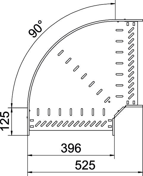 BETTERMANN Bogen_starr 90° ST horiz RB 90 640 A4 60x400mm int.Verb