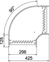 BETTERMANN Bogen_starr 90° ST horiz RB 90 830 FT 85x300mm int.Verb
