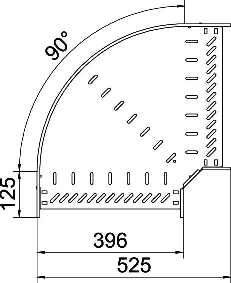 BETTERMANN Bogen_starr 90° ST horiz RB 90 840 FT 85x400mm int.Verb