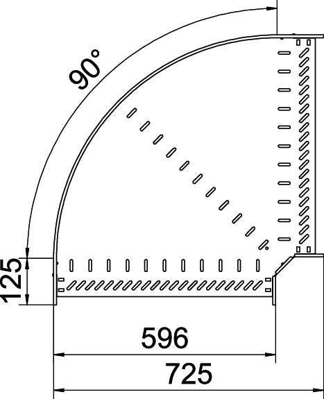 BETTERMANN Bogen_starr 90° ST horiz RB 90 160 FS 110x600mm int.Verb