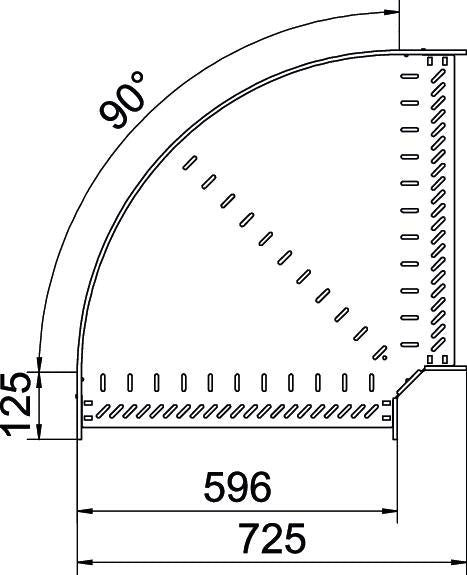 BETTERMANN Bogen_starr 90° ST horiz RB 90 160 FT 110x600mm int.Verb