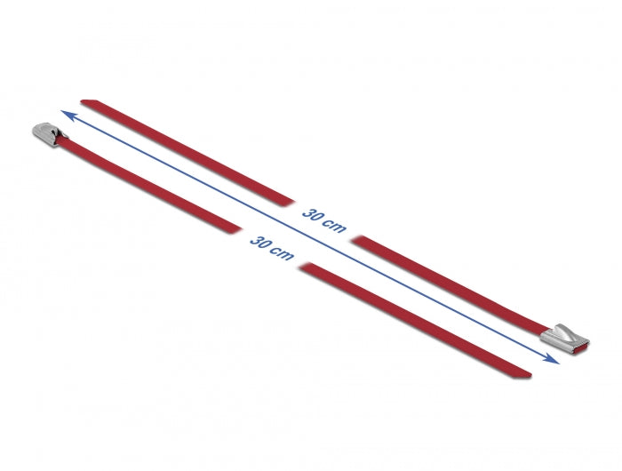 Delock Edelstahlkabelbinder L 300 x B 4,6 mm rot 10 Stück