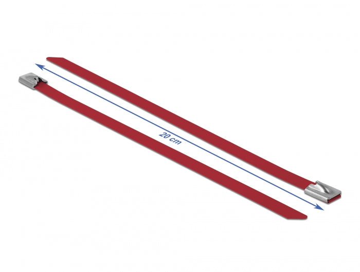 Delock Edelstahlkabelbinder L 200 x B 7,9 mm rot 10 Stück