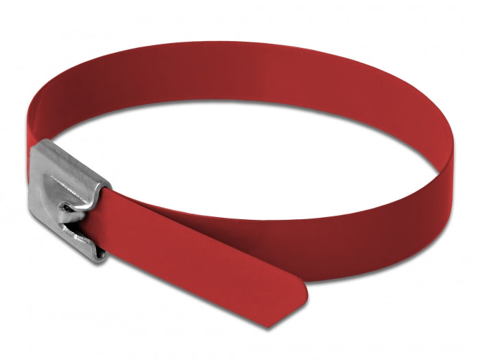 Delock Edelstahlkabelbinder L 500 x B 7,9 mm rot 10 Stück