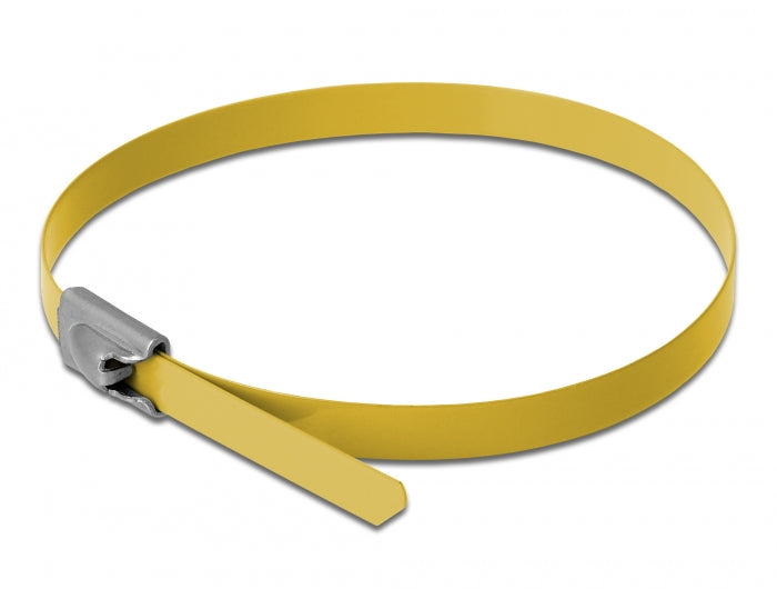 Delock Edelstahlkabelbinder L 300 x B 4,6 mm gelb 10 Stück