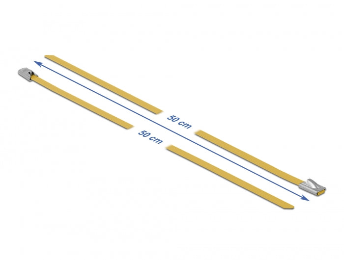 Delock Edelstahlkabelbinder L 500 x B 4,6 mm gelb 10 Stück