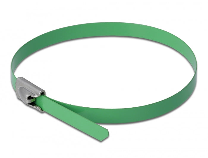 Delock Edelstahlkabelbinder L 200 x B 4,6 mm grün 10 Stück