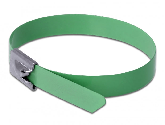 Delock Edelstahlkabelbinder L 200 x B 7,9 mm grün 10 Stück