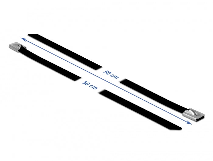 Delock Edelstahlkabelbinder L 500 x B 7,9 mm schwarz 10 Stück