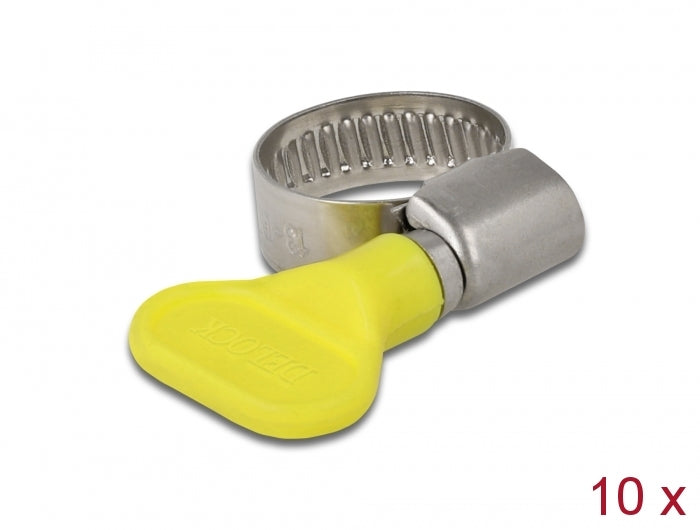 Delock Schlauchschelle mit Flügelmutter 13 - 19 mm 10 Stück gelb