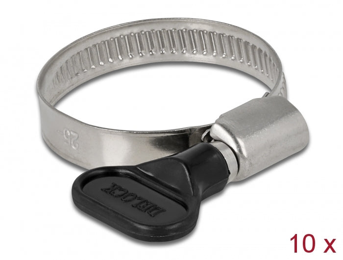Delock Schlauchschelle mit Flügelmutter 25 - 40 mm 10 Stück schwarz