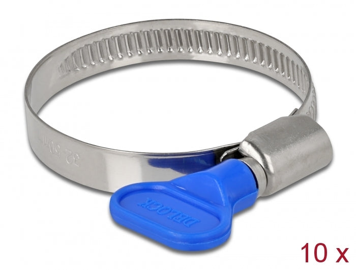 Delock Schlauchschelle mit Flügelmutter 32 - 50 mm 10 Stück blau