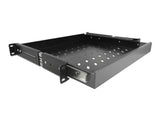 Delock 19″ Ausziehbare Schublade 1 HE, längenverstellbar bis 280 mm, Tiefe 345 mm, schwarz