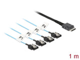 Delock Kabel OCuLink SFF-8611 > 4 x SATA 7 Pin 1 m Metall